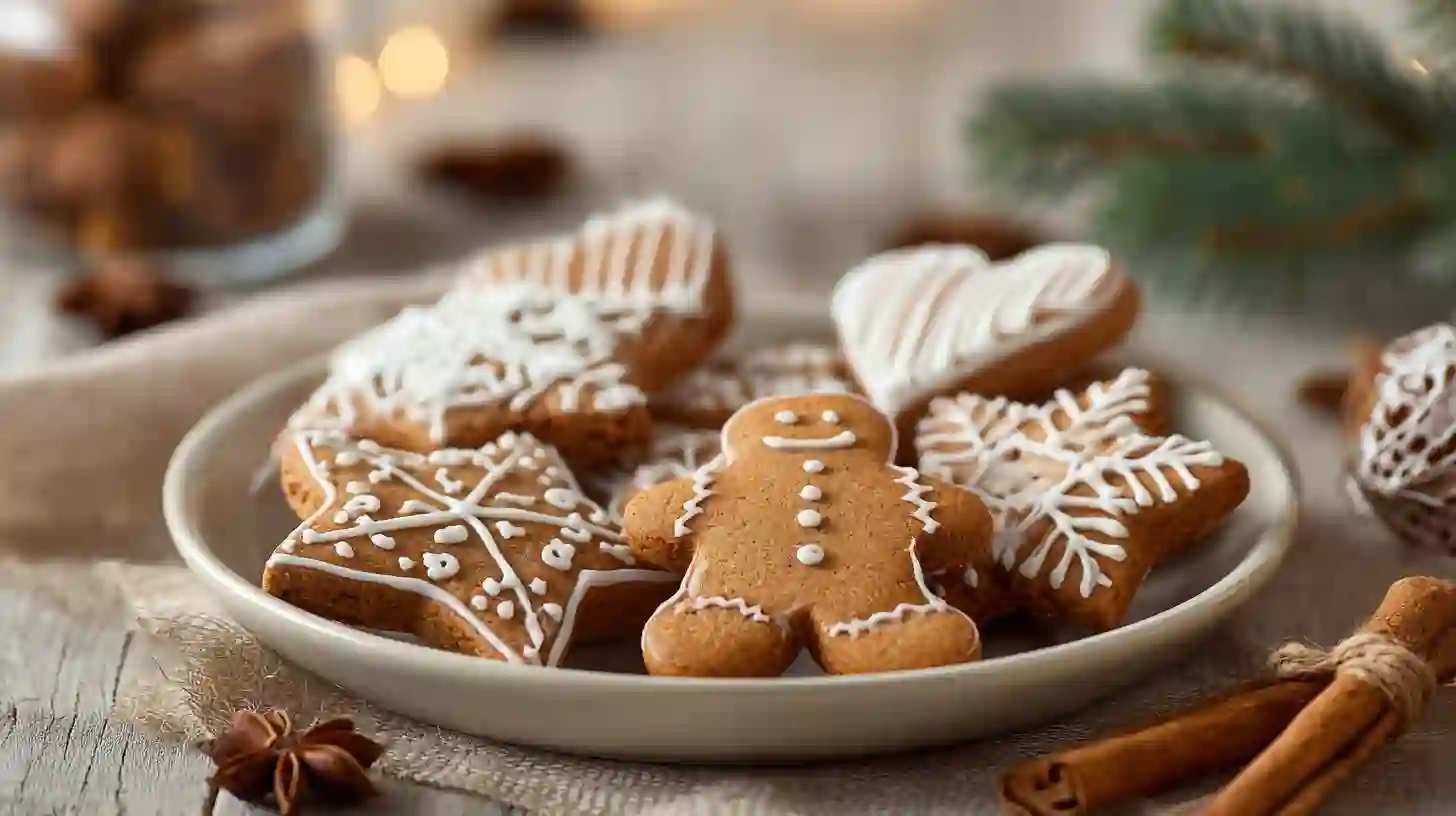 Ingredience na vánoční perníčky — mouka, med, máslo, koření a vejce